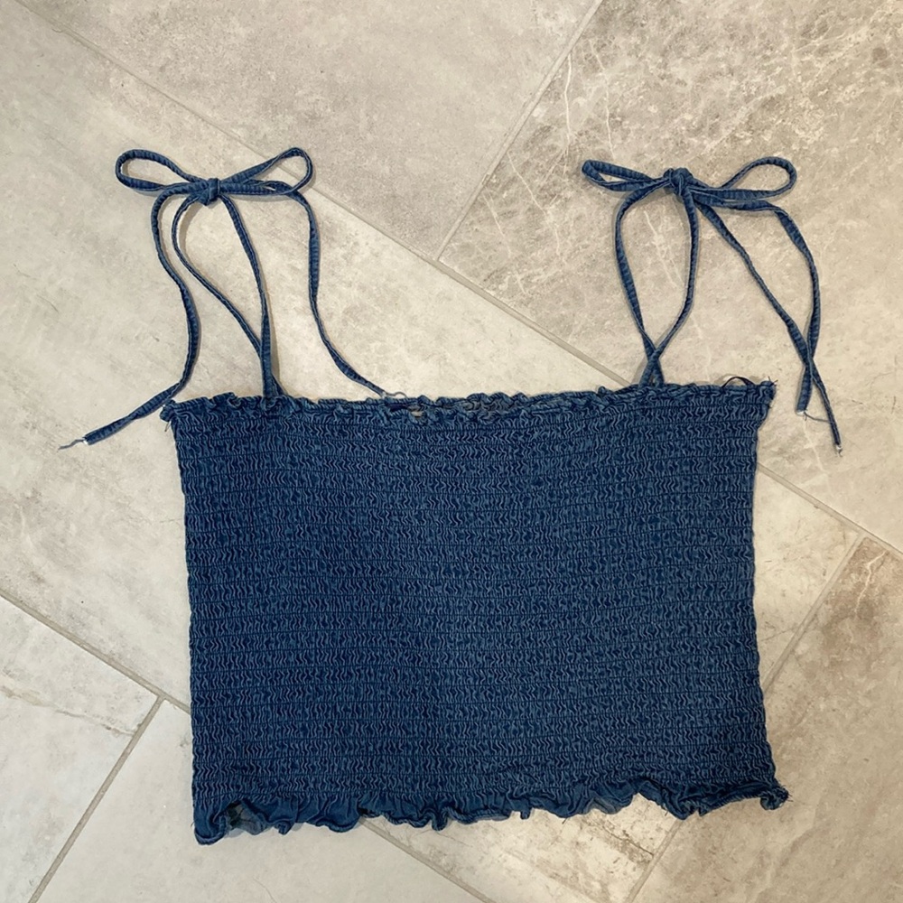 Like new Blue Smocked Crop Top